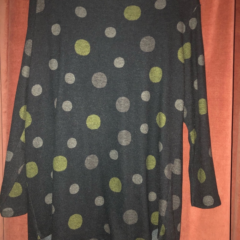 A long flared grey knit tunic